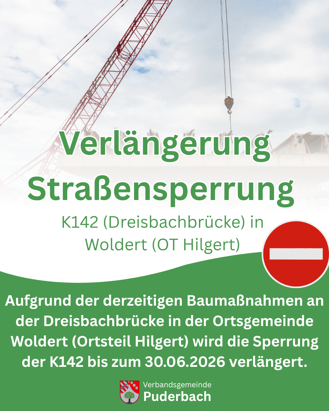 Verlängerung Straßensperrung Woldert - 1 Verlängerung Straßensperrung Woldert - 1
