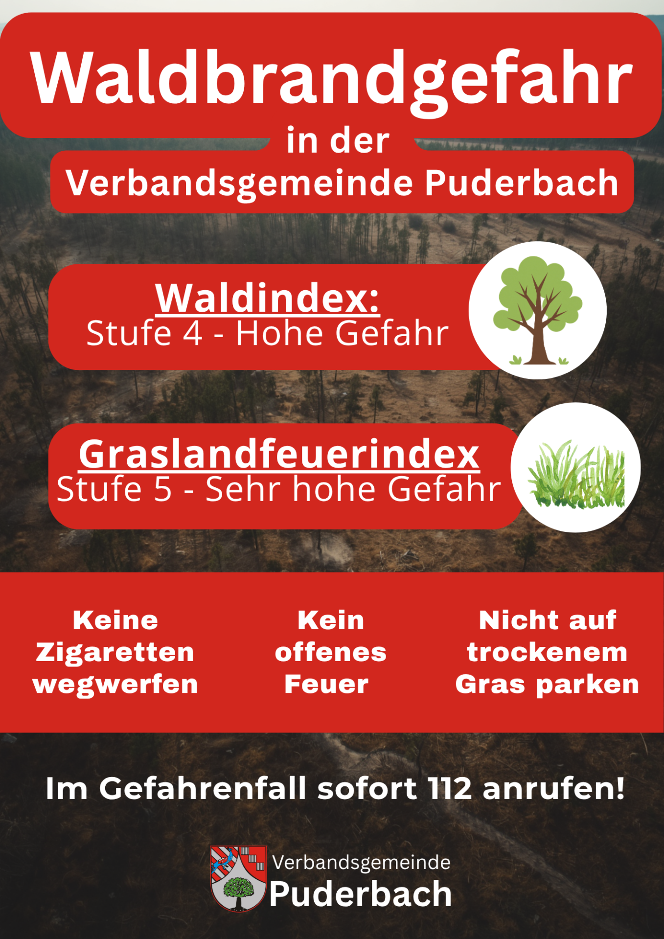 Waldbrandwarnung Puderbach: Hohe Gefahr - 1 Waldbrandwarnung Puderbach: Hohe Gefahr - 1