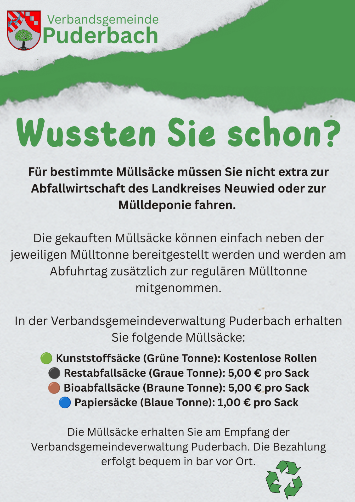 Müllsäcke Info - 1 Müllsäcke Info - 1