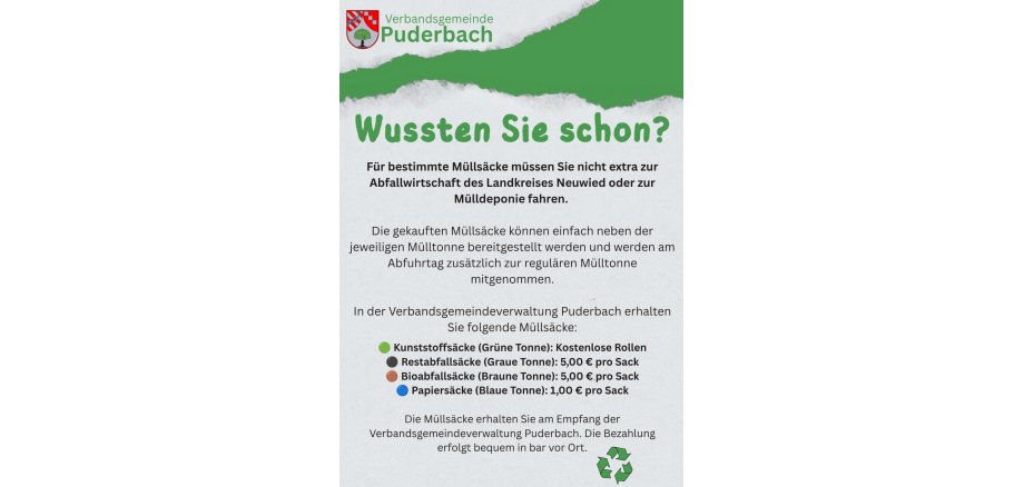 Müllsäcke Info - 1 Müllsäcke Info - 1