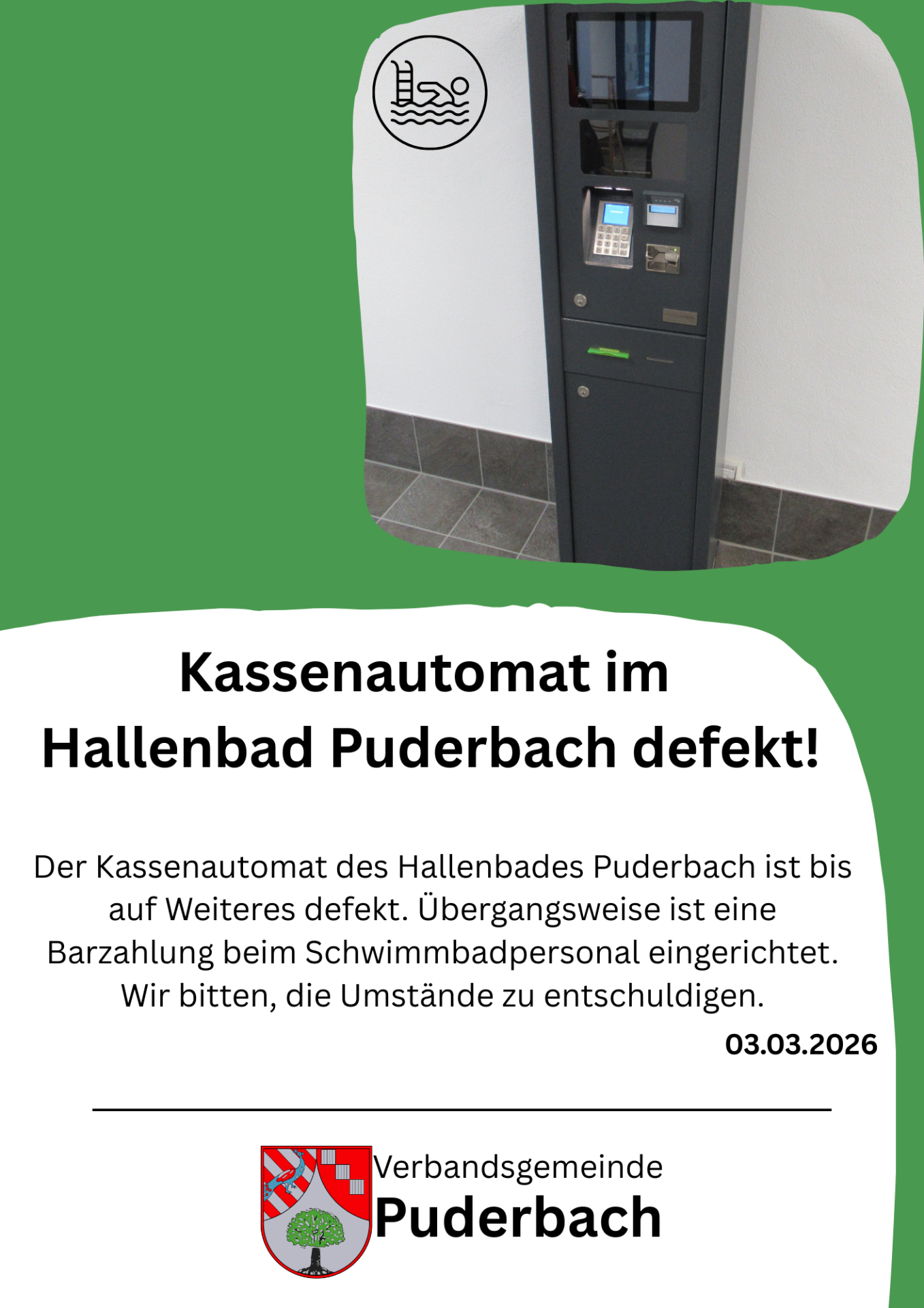 Kassenautomat Hallenbad defekt - 1 Kassenautomat Hallenbad defekt - 1
